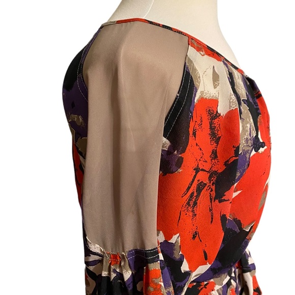 Nine West long sleeve floral tie waist dress - Picture 4 of 6